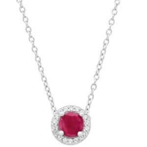 Sterling silver genuine Ruby white Topaz 16in